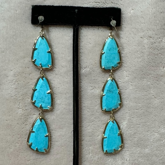 Kendra Scott Lillian Gold Drop Earrings in Turquoise - Picture 4 of 7